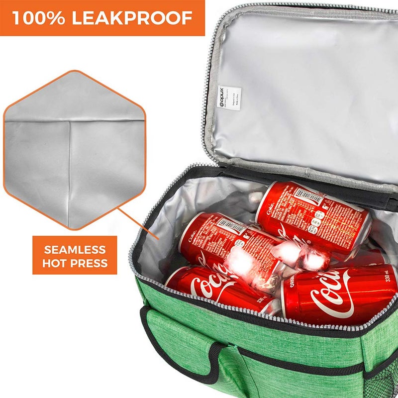 opux Lunch Box for Men, Adult Lunch Box Cooler, Insulated Lunch Bag Women, Dual Compartment Lunchbox for Work, Leakproof Double Decker Lunch Bag, Soft Lunch Pail Tote Boys Girls Kids School, Green - Image 5